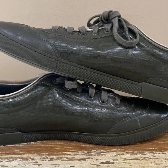 Gucci Men’s IMPRIME Military/Olive Green Metallic Sneakers [233321] sz 7.5 US C7